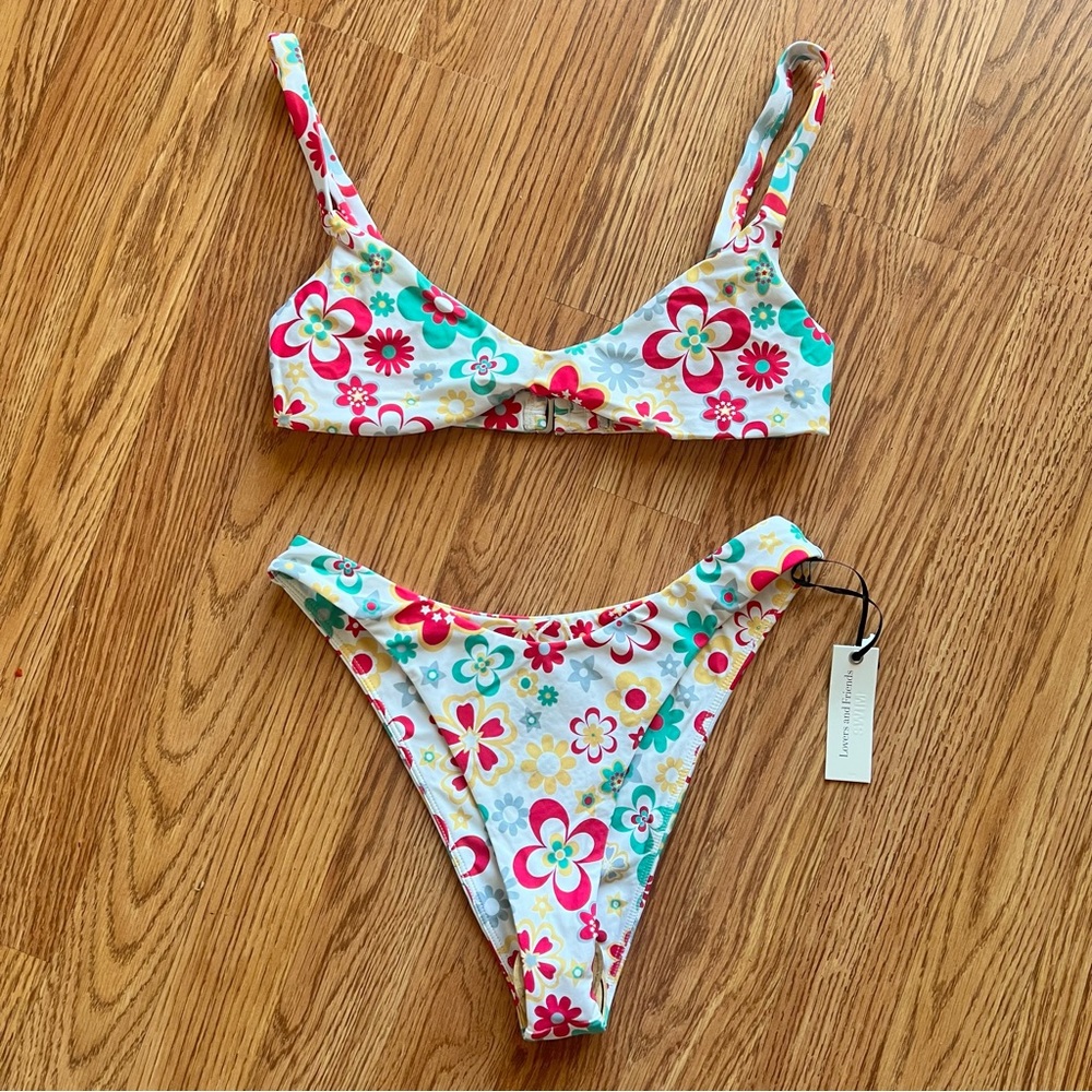 Lovers + Friends Floral Bikini Swimsuit Size Small New